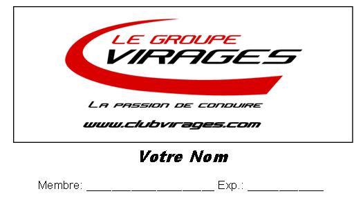 Virages Membership card V7 Votre nom